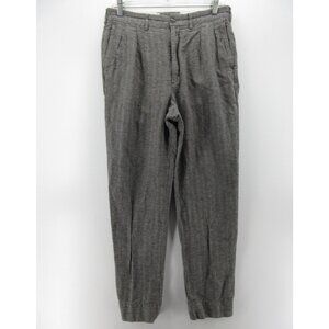 ABCL Garments Pants Men 30 Hemp Herringbone Pleated Trousers Italy 30X29